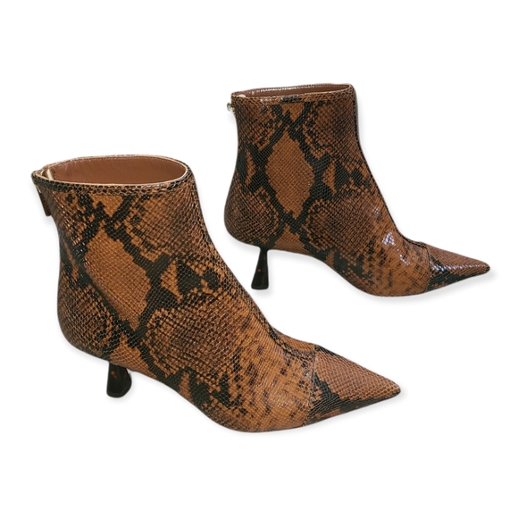 JIMMY CHOO Kix 65 Cuoio Snake Print Pointed Toe Leather Boots Size 36.5 ITALY - Picture 4 of 17